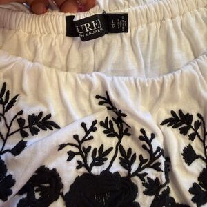 Lauren Ralph Lauren Black and White Embroidered off the shoulder top.